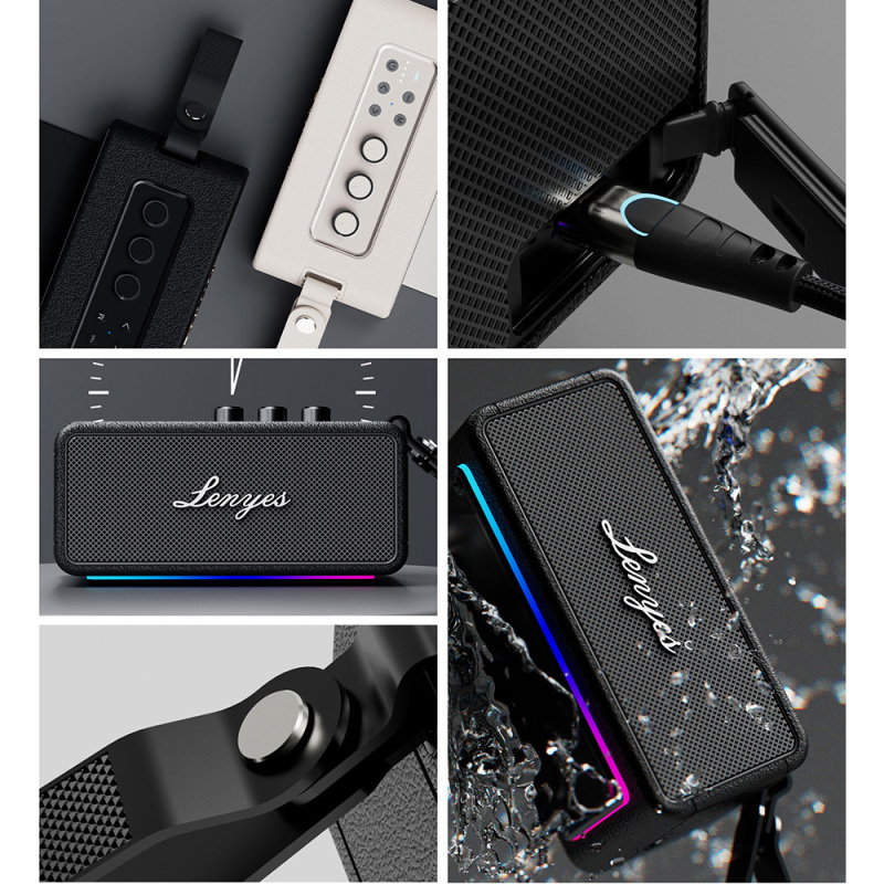 Lenyes S876 Supreme Serisi RGB Işıklı Taşınabilir Su Geçirmez TWS Bluetooth Hoparlör v5.3 45W - 7