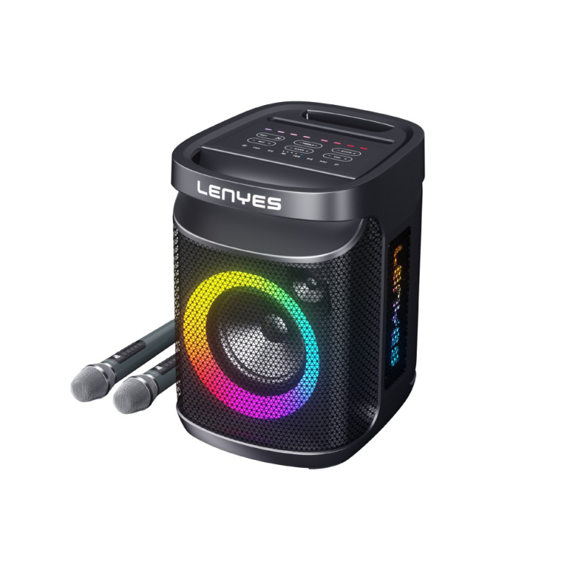 Lenyes S881 Waterproof with Microphone Multi-Input RGB Lighted TWS Karaoke FM Bluetooth Speaker v5.3 120W - 1