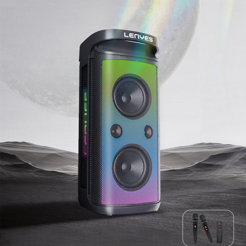 Lenyes S882 Waterproof with Microphone Multi-Input RGB Lighted TWS Karaoke FM Bluetooth Speaker v5.3 - 9