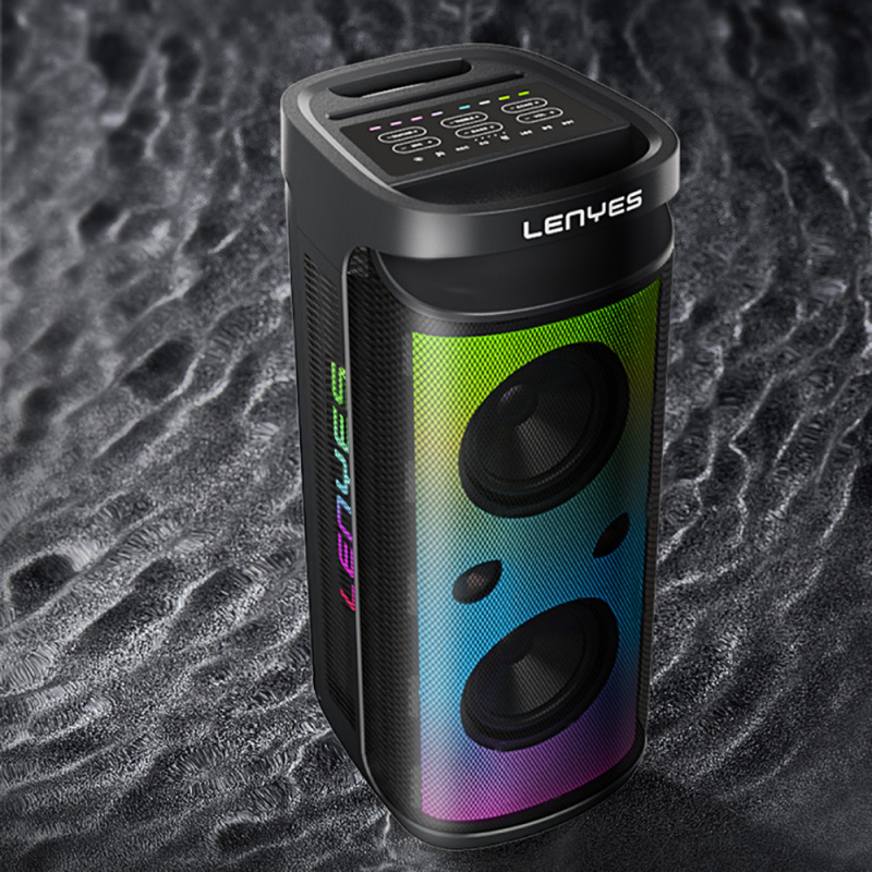 Lenyes S882 Waterproof with Microphone Multi-Input RGB Lighted TWS Karaoke FM Bluetooth Speaker v5.3 - 12