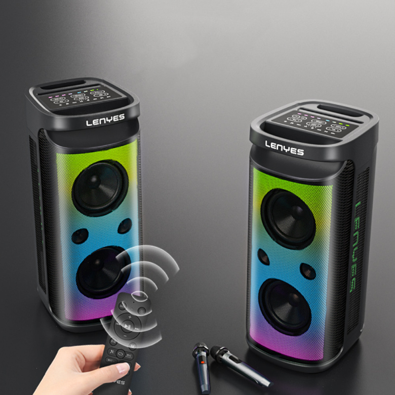 Lenyes S883 Su Geçirmez Tekerlekli Mikrofonlu Çoklu Giriş RGB Işıklı TWS Karaoke FM Bluetooth Hoparlör v5.3 - 11