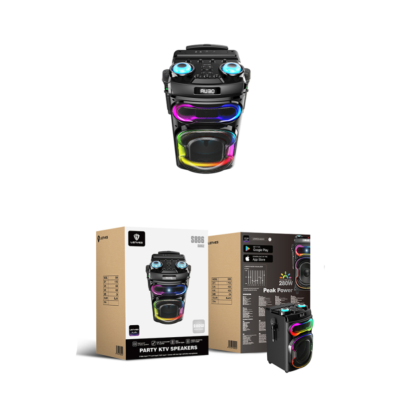 Lenyes S886 RGB Işıklı Çift Mikrofonlu Kablosuz TWS Bluetooth Speaker Hoparlör v5.3 - 4