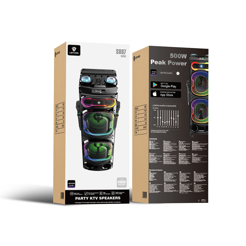 Lenyes S887 RGB Light Dual Microphone Wireless TWS Bluetooth Speaker v5.3 - 3