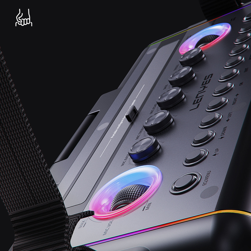 Lenyes S892 RGB Light Microphone Touch Screen Portable TWS Bluetooth Speaker v5.3 300W - 4