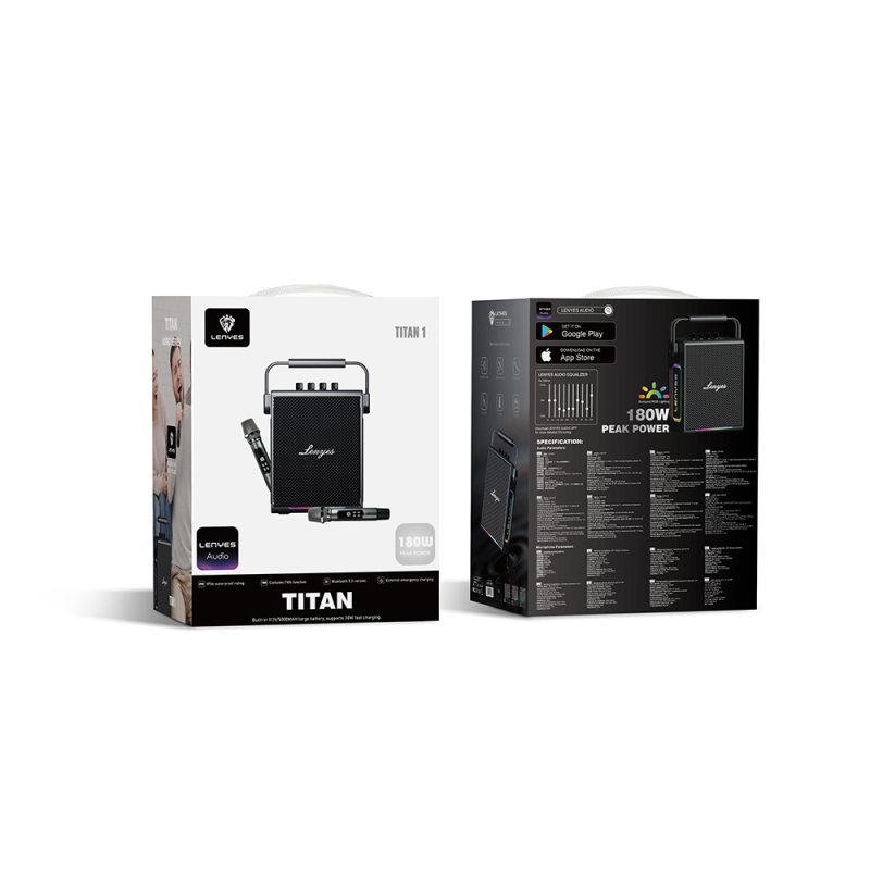 Lenyes Titan 1 Serisi RGB Işıklı Çift Mikrofonlu Bluetooth Speaker Hoparlör v5.3 5000mAh - 10