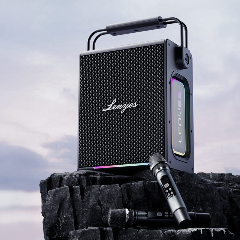 Lenyes Titan 1 Serisi RGB Işıklı Çift Mikrofonlu Bluetooth Speaker Hoparlör v5.3 5000mAh - 5