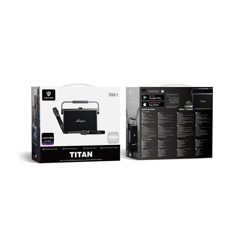 Lenyes Titan 2 Serisi RGB Işıklı Çİft Mikrofonlu Taşınabilir TWS Bluetooth Speaker Hoparlör v5.3 5000mAh - 3