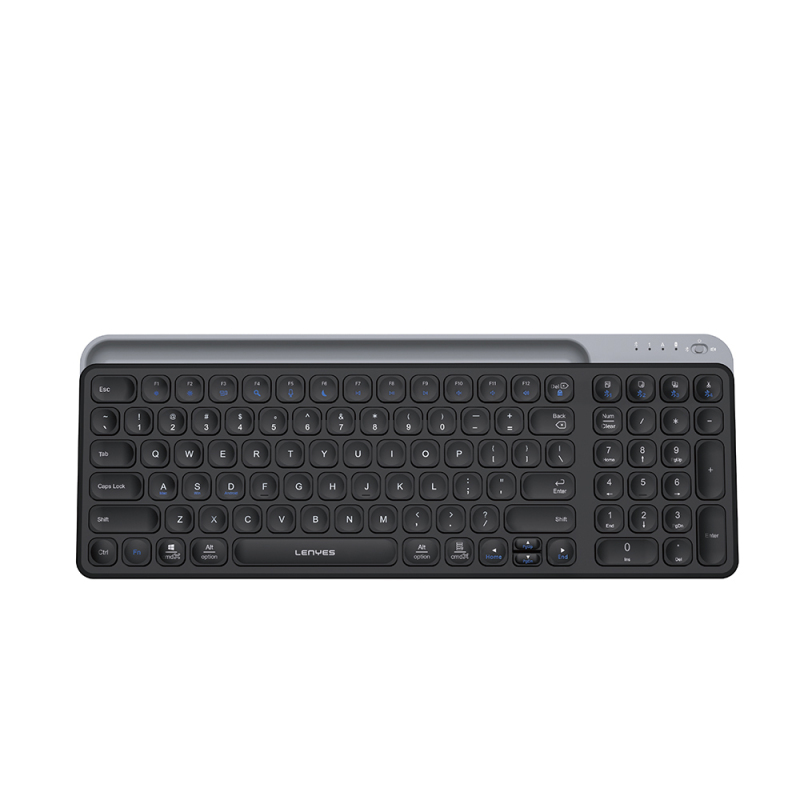 Lenyes WK106 2.4G Wireless Keyboard with Silent Key Design and Integrated Stand Section Dual Bluetooth Connection - 1