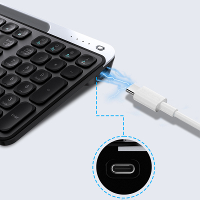 Lenyes WK106 2.4G Wireless Keyboard with Silent Key Design and Integrated Stand Section Dual Bluetooth Connection - 7