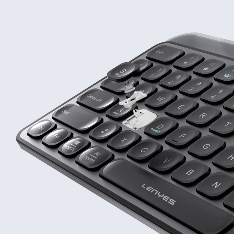 Lenyes WK106 2.4G Wireless Keyboard with Silent Key Design and Integrated Stand Section Dual Bluetooth Connection - 9