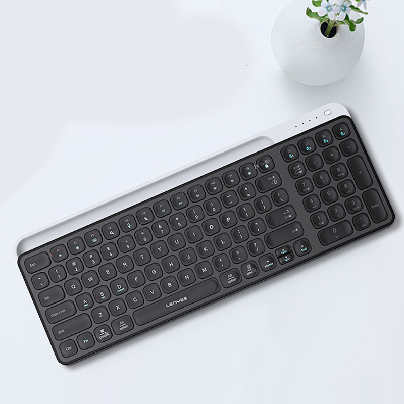 Lenyes WK106 2.4G Wireless Keyboard with Silent Key Design and Integrated Stand Section Dual Bluetooth Connection - 12