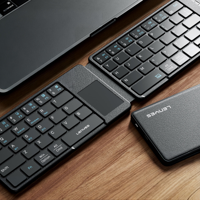 Lenyes WK109 Foldable Bluetooth Wireless Keyboard with Touch Pad and Silent Key Design - 3