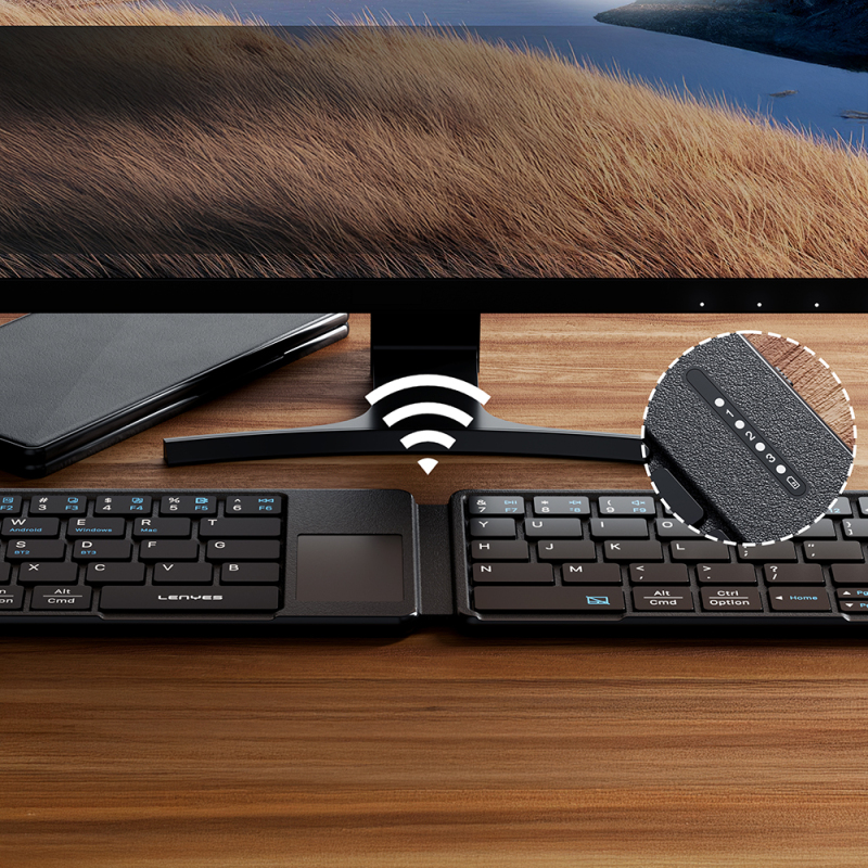 Lenyes WK109 Foldable Bluetooth Wireless Keyboard with Touch Pad and Silent Key Design - 4