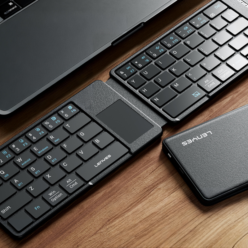 Lenyes WK109 Sessiz Tuş Tasarımlı Touch Pad Özellikli Katlanabilir Bluetooth Bağlantılı Kablosuz Klavye - 3