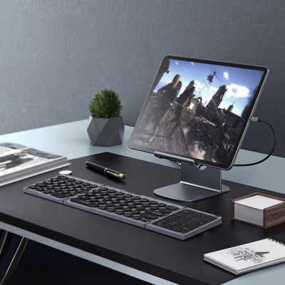 Lenyes WK110 Foldable Bluetooth Wireless Keyboard with Silent Key Design and Num Touch Pad - 5