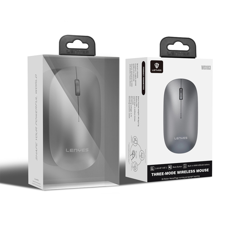 Lenyes WS103 Silent Button Design Ergonomic Dual Bluetooth Connection 2.4G Wireless Mouse 1200 DPI - 12