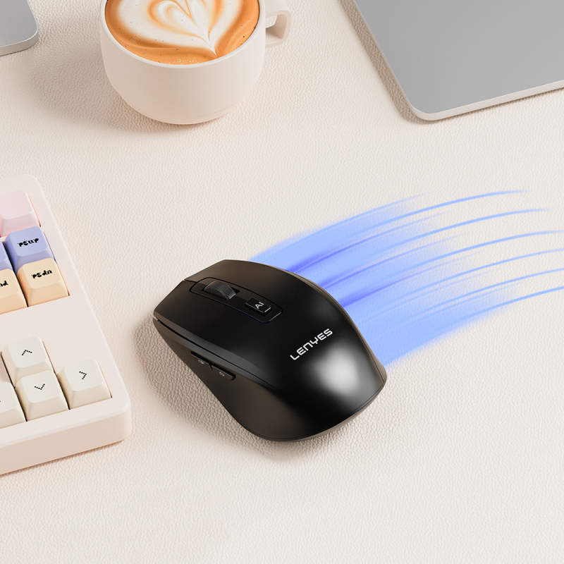 Lenyes WS106 Yapay Zeka Destekli Ergonomik Çift Bluetooth Bağlantılı 2.4G Kablosuz Mouse 500mAh - 7