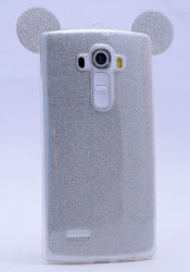 LG G3 Kılıf Zore Micky Kulaklı Simli Silikon - 8