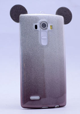 LG G3 Stylus Kılıf Zore Micky Kulaklı Simli Silikon - 4