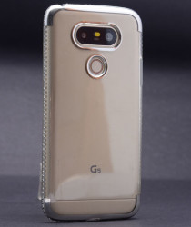 LG G5 Kılıf Zore Kenarı Tek Sıra Taşlı Silikon - 7