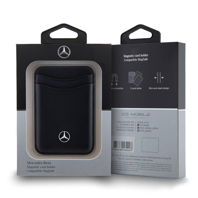 Mercedes Benz Original Licensed 2 Chamber Leather Magnetic Card Holder with Metal Logo - 3