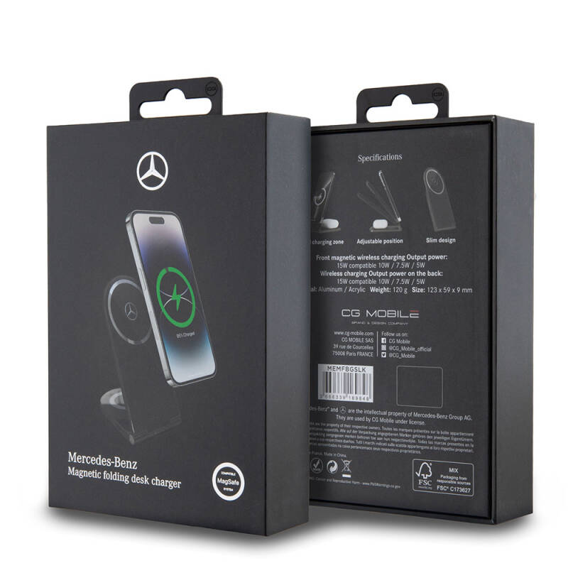 Mercedes Benz Original Licensed Foldable Printing Star Logo Magnetic Wireless Charging Stand - 5