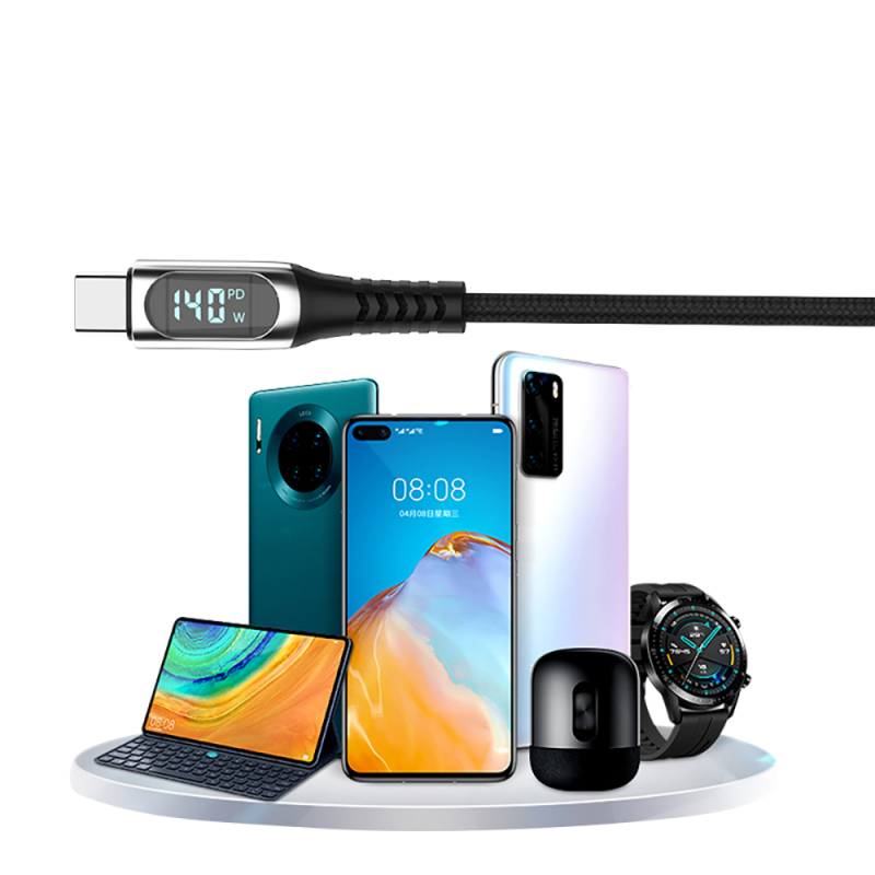 Micflip A08 Digital LED Display Type-C to Type-C PD Data and Charging Cable 140W 1M - 3