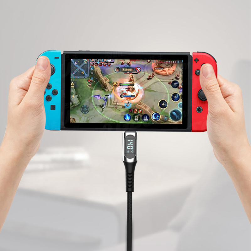 Micflip A08 Dijital LED Ekranlı Type-C to Type-C PD Data ve Şarj Kablosu 140W 1M - 6