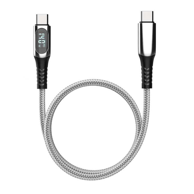 Micflip A08 Type-C to Type-C Data and Charging Cable with Digital LED Display, 140W, 1M - 1
