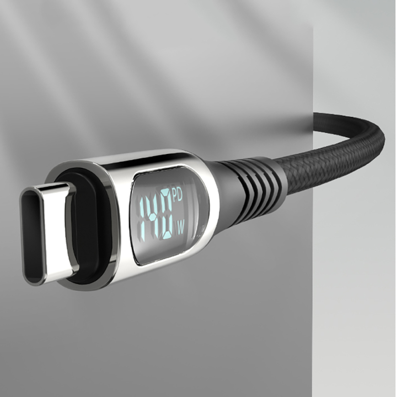 Micflip A08 Type-C to Type-C Data and Charging Cable with Digital LED Display, 140W, 1M - 9