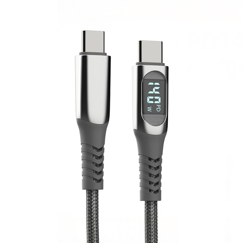 Micflip A08 Type-C to Type-C Data and Charging Cable with Digital LED Display, 140W, 1M - 3