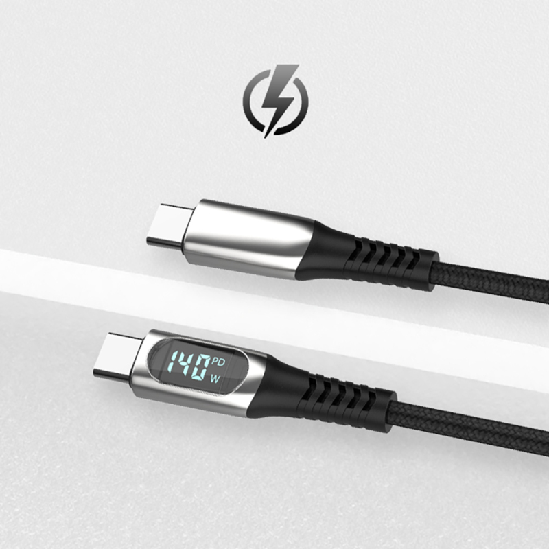 Micflip A08 Type-C to Type-C Dijital LED Göstergeli Data ve Şarj Kablosu 140W 1M - 4