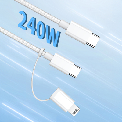 Micflip A22 2in1 PD Type-C to Type-C + Lightning MFI Sertifikalı Data ve Şarj Kablosu 240W 1M - 8