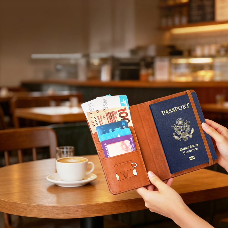Micflip K02 iOS Cihazlar İçin FindMy Özellikli Pasaport Kart ve Sim Bölmeli Mikrofiber Kablosuz ve Pin Şarj Özellikli Deri Cüzdan - 4