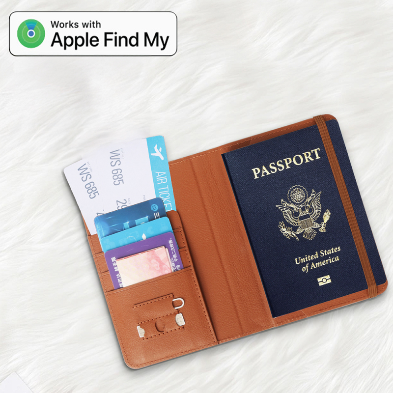 Micflip K02 iOS Cihazlar İçin FindMy Özellikli Pasaport Kart ve Sim Bölmeli Mikrofiber Kablosuz ve Pin Şarj Özellikli Deri Cüzdan - 5