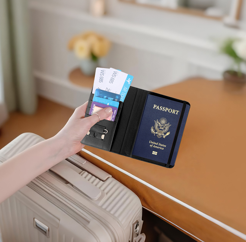 Micflip K02 iOS Cihazlar İçin FindMy Özellikli Pasaport Kart ve Sim Bölmeli Mikrofiber Kablosuz ve Pin Şarj Özellikli Deri Cüzdan - 7