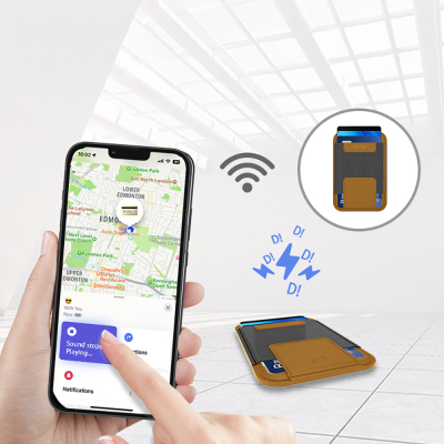 Micflip P065 Ultra İnce Tasarım iOS Cihazlara Özel Kablosuz ve Pin Şarj Özellikli FindMy Destekli Magnetik Standlı Kartlık - 5