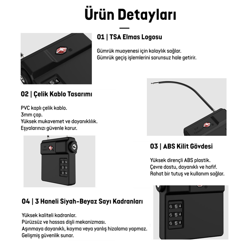 Micflip P25 TSA Kilit ve Find My Takip Özellikli Valiz Seyehat Kiliti - 14
