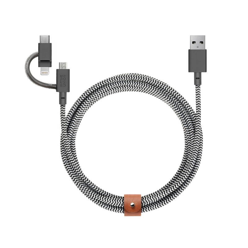 Native Union Belt Series 3-in-1 USB-A to Type-C - Lightning - Micro Charging Cable 2M - 1
