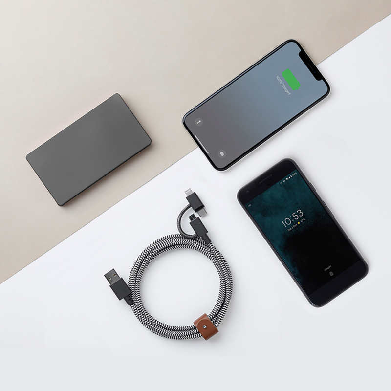 Native Union Belt Serisi 3in1 USB-A to Type-C - Lightning - Micro Şarj Kablosu 2M - 6