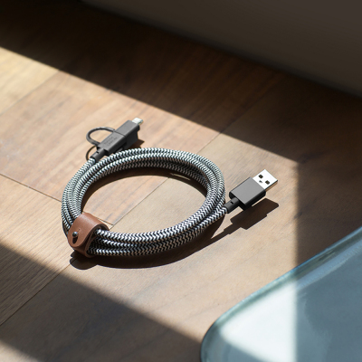 Native Union Belt Serisi 3in1 USB-A to Type-C - Lightning - Micro Şarj Kablosu 2M - 7