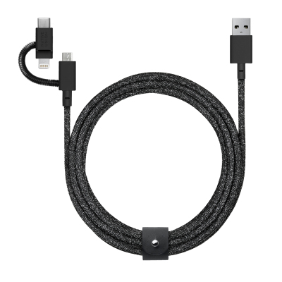Native Union Belt Serisi 3in1 USB-A to Type-C - Lightning - Micro Şarj Kablosu 2M - 5