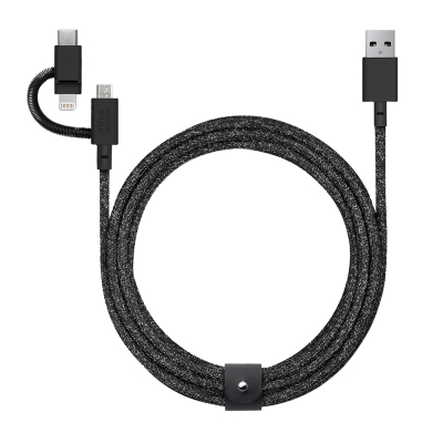 Native Union Belt Serisi 3in1 USB-A to Type-C - Lightning - Micro Şarj Kablosu 2M - 10