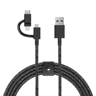 Native Union Belt Serisi 3in1 USB-A to Type-C - Lightning - Micro Şarj Kablosu 2M - 12