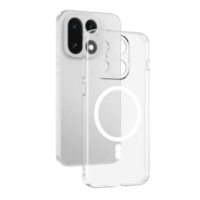 One Plus 15 5G Kamera Korumalı M-Safe Şarj Özellikli Şeffaf Zore London Sert PC Kapak - 1