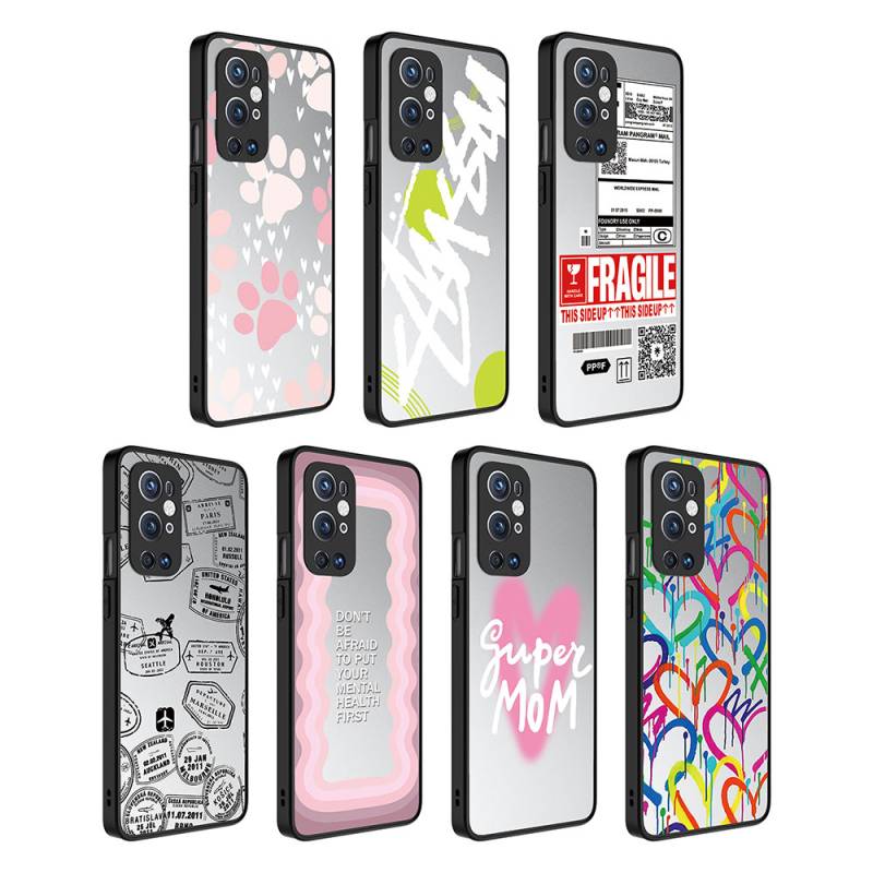 One Plus 9 Pro Case Mirror Patterned Camera Protected Glossy Zore Mirror Cover - 9