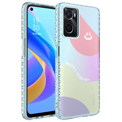 Oppo A96 4G Case Airbag Edge Colorful Patterned Silicone Zore Elegans Cover - 1
