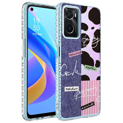Oppo A96 4G Case Airbag Edge Colorful Patterned Silicone Zore Elegans Cover - 6