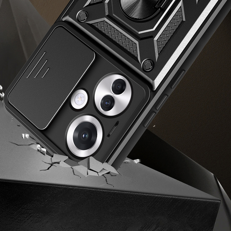 Oppo Reno 11FS Kılıf Magnetik Standlı Kamera Korumalı Zore Sürgülü Vega Kapak - 4