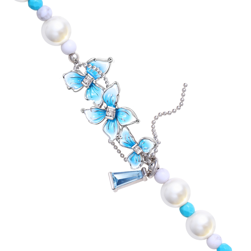 Pynana Blueflower Series Pearl Stone Telephone Wrist Hanging Rope - 3